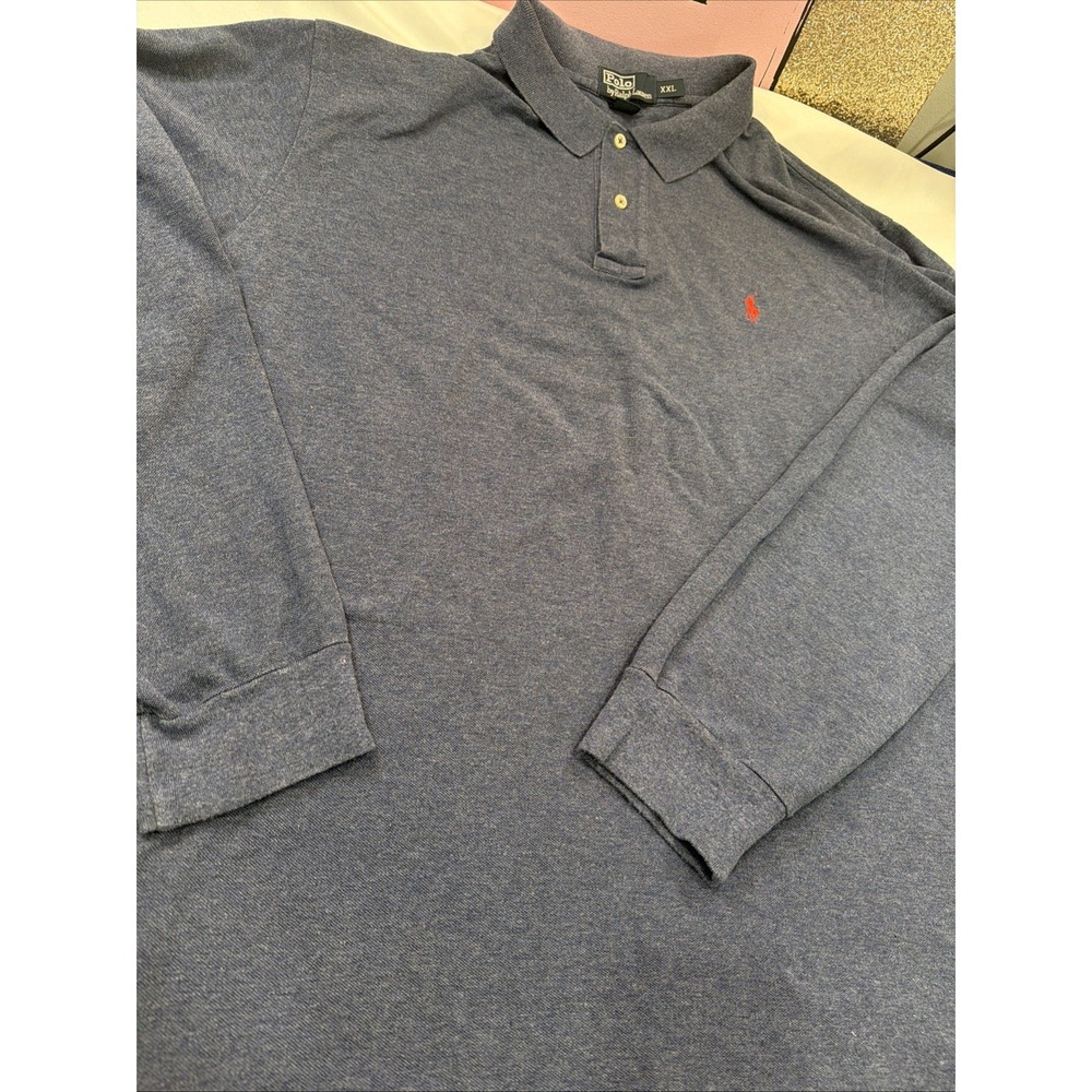 Polo Ralph Lauren Shirt Mens Xxl Blue Long Sleeve Red Pony Men USA Vintage 510